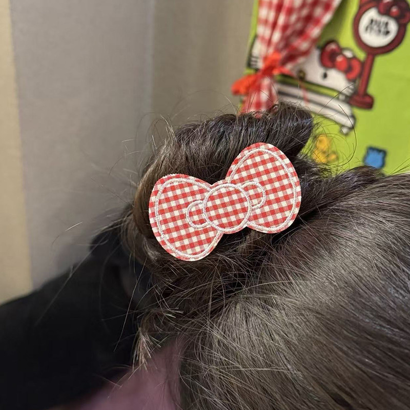 ❤️Love❤️Miếng dán tóc nữ kẻ sọc với nơ velcro ngọt ngào - Dụng cụ tiện lợi cho việc sắp xếp miếng dán trán
