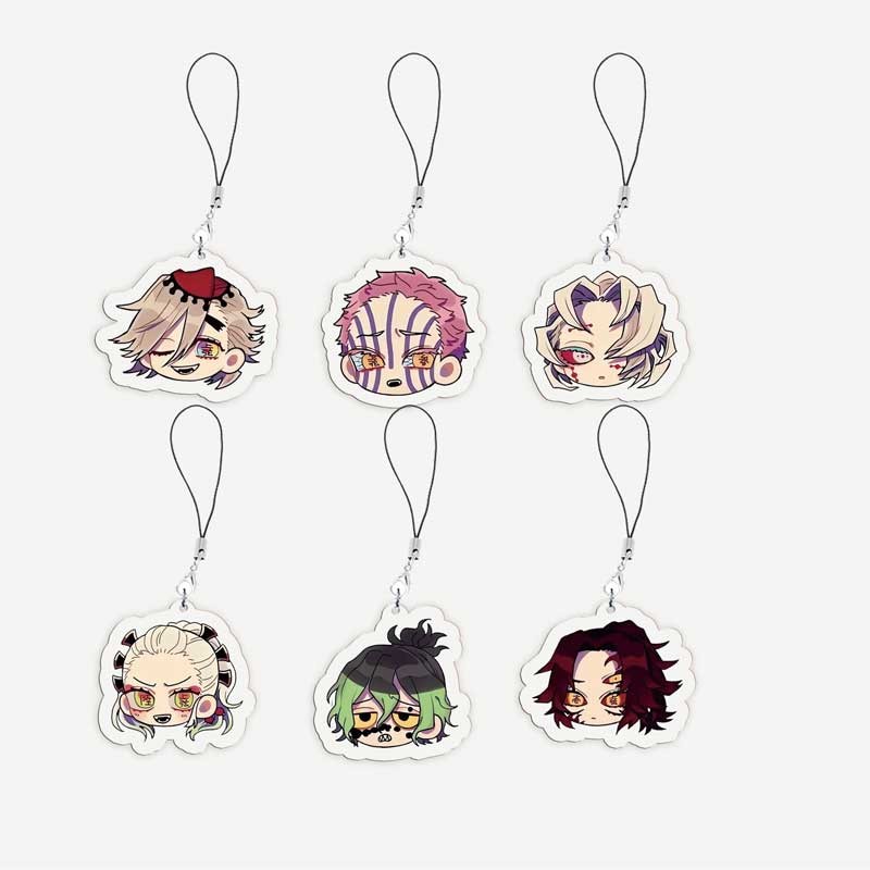 Acrylic  Anime Douma Mobile Phone Charms Akaza Gyutaro Kokushibo Daki Small Pendant Phone Chain Keychain Fans Gifts