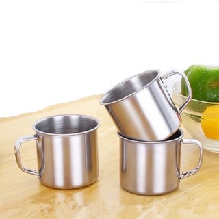 Combo 10 ca, cốc uống nước có quai, chất liệu inox, đường kính 7cm - tiện dụng, siêu bền