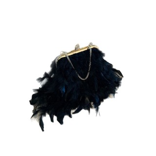 T Sang Trọng Lông Vũ Handmade Dây Xích Sang Trọng Túi Ăn Tối Túi Xách Ngọc Trai Cổ Tích Túi