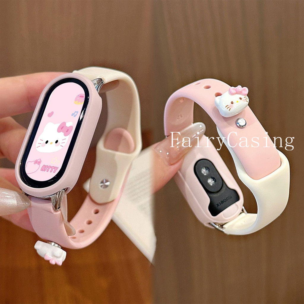 Dây đeo silicon KT dễ thương cho Xiaomi Mi Band 10 9 Vòng đeo tay phiên bản gốm cho Mi Band 8 7 6 5 4 3 NFC WristStrap NO CASE