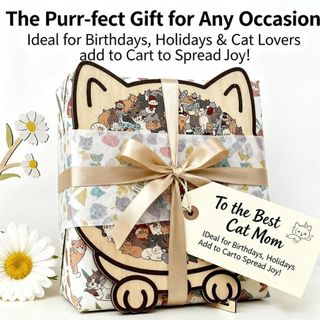 Câu đố ghép hình gỗ 135 mảnh hình mèo Macaron, kèm khung bóng, trang trí Morandi NETDWELL