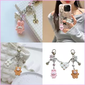 Cinna Thiết kế gạch độc đáo Móc khóa trái tim Động vật sành điệu Móc khóa hình trái tim với đồ chơi Gạch phụ kiện cho cặp đôi