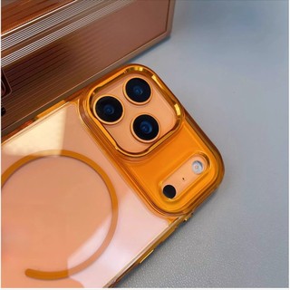 Ốp điện thoại trong suốt từ tính trong suốt màu cam vũ trụ 17 Series mới cho IPhone 17 Pro Max 17 Air 15 16 Pro Max Vỏ cứng Vỏ chống sốc