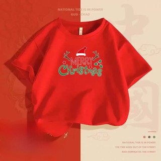 Áo thun trẻ em Giáng sinh màu đỏ lễ hội Áo thun họa tiết ngày lễ dễ thương cho bé trai và bé gái Trang phục dự tiệc và đi học