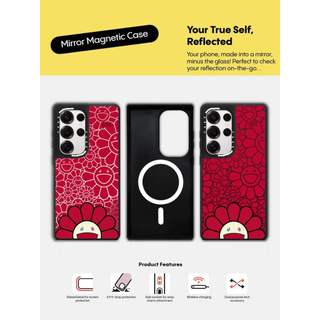 Ốp lưng CASECASE X SMILE (ĐỎ) Vỏ hút từ tính màu đen mờ cho gương Samsung Galaxy S23 S24 S25 Ultra Plus Mặt sau cứng có hộp khắc logo