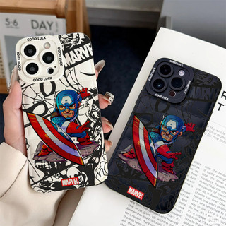 Ốp điện thoại Captain America đẹp trai cho iPhone 17 / 17Air / 16E / 15 Plus / 14 / 13 / 12 / 11 / ProMax. Chống sốc rơi. Hộp đựng túi khí kiểu áo khoác silicon lỏng che phủ toàn diện