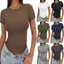 Áo thun PYCOU được trang bị, Áo cổ tròn mềm mại co giãn, Áo Crop top Crop top thoáng khí hợp thời trang