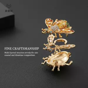 Sang Trọng Vintage Nữ Pha Lê Dễ Thương Men Ong Trâm Cài Chân Côn Trùng Trang Sức Trâm Cài Cho Nữ Huy Hiệu Ve Áo Chân [Mina]