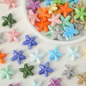 WEETW 10 Chiếc Hạt Sao Biển, Thời Trang Handmade Thủ Công Gốm Miếng Đệm Rời Hạt, Mặt Dây Chuyền 3D Gốm Tự Làm Phụ Kiện Trang Sức Làm Chất Liệu