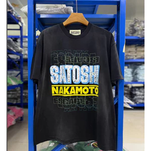 Chất Lượng Cao Sẵn Sàng SN2009 Phong Cách Giặt Đen Thực Tế Giặt Đau Khổ Hủy Diệt Áo Thun Ngắn Tay