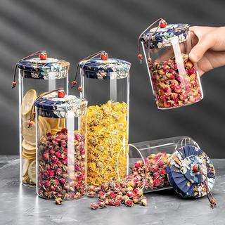 HŨ THỦY TINH ĐỰNG TRÀ, CÀ PHÊ, TRÀ HOA THẢO MỘC NẮP VẢI