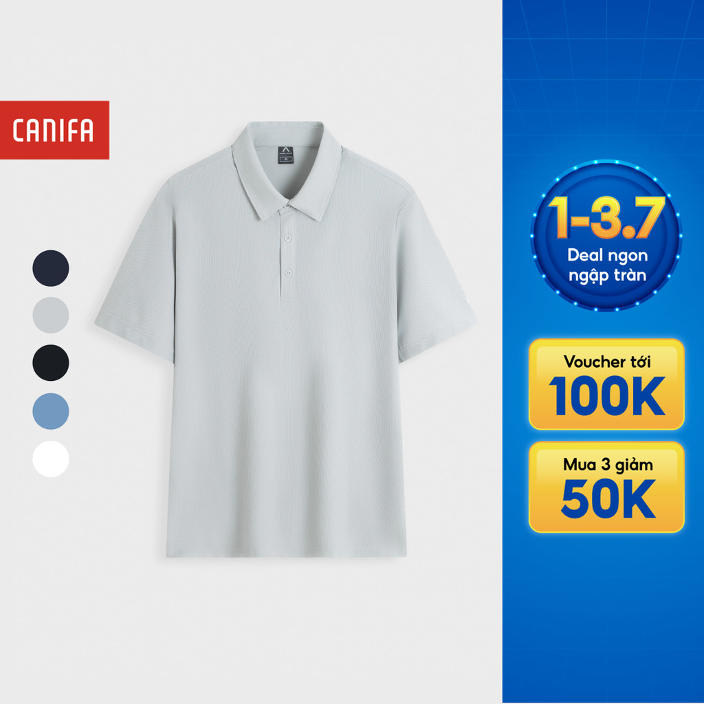 Áo polo active nam CANIFA cổ bẻ cộc tay dáng thể thao chất liệu khô thoáng thấm hút 8TP26S007