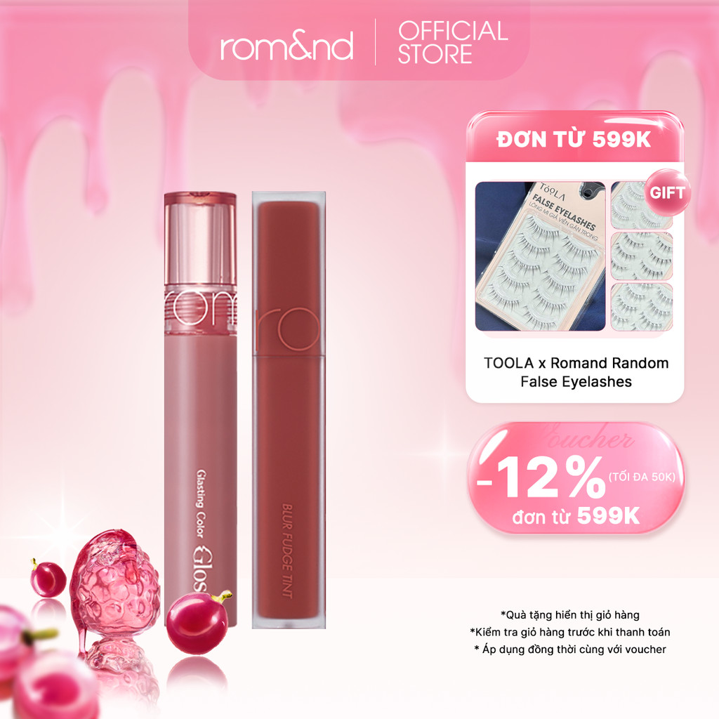 [March Bundle] Combo Son Kem Blur Fudge Tint + Son Bóng Romand Glasting Color Gloss