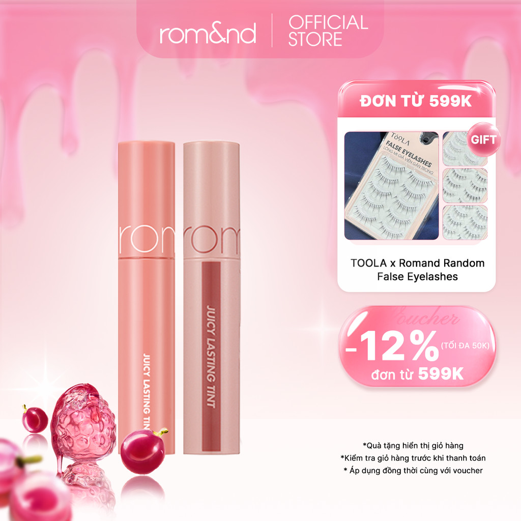 COMBO 2 Son Tint lì cho môi căng mọng Hàn Quốc Romand Juicy Lasting Tint 5.5g