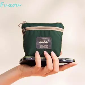 Ví đựng tiền xu bằng Nylon FUJIOU, Hộp đựng thẻ vuông Ví không dễ thương, Túi đựng tai nghe đa chức năng nhẹ Túi lưu trữ Mini phong cách Hàn Quốc dành cho nữ