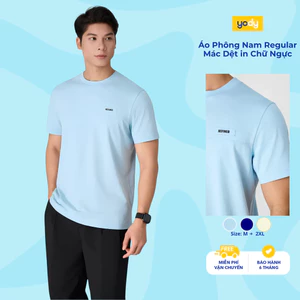 Áo Phông Nam Yody Cotton Form Regular Mác Dệt in Chữ Ngực Co giãn Thoáng Khí Mềm mại MCTS26S022