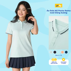 Áo polo nữ YODY ponte roma cool dáng suông chạm mát tức thì siêu co giãn WAPO25S014