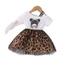 ✿ Bé Gái Da Báo Lưới Đầm Tay Ngắn Cotton Tee Top Ghép Lông Tơ Tutu Váy Mùa Hè Trẻ Em Trang Phục