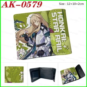 HT3 Honkai Star Rail Hoạt Hình Anime PU Ví Ngắn Sinh Viên Ví Đựng Tiền Xu In Đa Năng Khe Cắm Thẻ