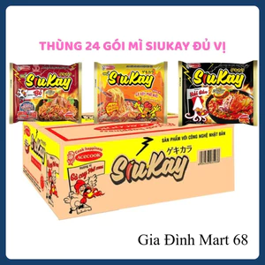 Thùng 24 Gói Mì Siukay Acecook 3 Vị (Hải Sản, Bò, Gà Cay Phô Mai) - Sợi Mì Dai Ngon