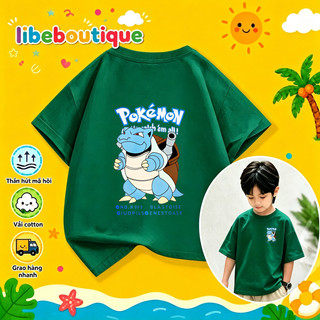 COD✅(HCM) Áo thun trẻ em cotton Blastoise pokemon rùa nước không phai màu thoáng mát mùa hè nhiều màu