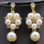 HFSHY 1 Bộ Bông Tai Nelace Giả Ngọc Trai Hoa Kim Cương Giả Sang Trọng Nữ Cô Gái Nelace Dangle Bông Tai Cưới Trang Sức Quà Tặng VN