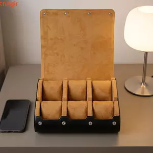 Hộp trưng bày đồng hồ THEGIRL8B, Hộp đựng đồng hồ 6 ngăn bằng da PU, Hộp đựng đồng hồ phong cách cổ điển Hộp đựng đồng hồ Bộ sưu tập đồng hồ