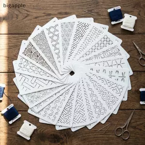 Bigapple 8-32 Chiếc Mẫu Thêu Sashiko Có Thể Tái Sử Dụng, DIY Hình Học Quilting Stencils RDG