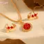 HFSHY 1 / 2 Chiếc Đỏ Lựu Kim Cương Giả Bộ Trang Sức Lấp Lánh Bông Tai Nelace Cho Nữ Tiệc Cưới Ngày Tặng VN