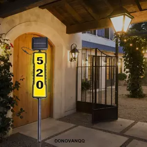 Biển báo địa chỉ năng lượng mặt trời DONOVANQQ, Đèn địa chỉ năng lượng mặt trời tự động chiếu sáng tự động chống nước, bao gồm các chữ cái số Địa chỉ chạy bằng năng lượng mặt trời không dây 360 độ Mảng bám đến bình minh