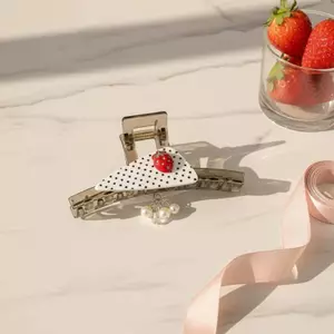 HFSHY Chấm Bi Móng Vuốt Tóc Với 3D Dâu Trang Trí Chống Trượt Tay Cầm Ngọt Ngào Phụ Kiện Tóc Cho Bé Gái Ngọt Ngào Hàng Ngày Nhìn VN