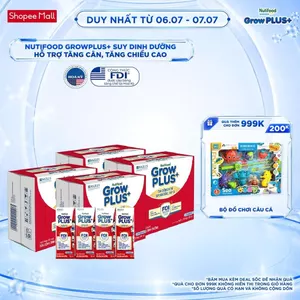 Combo 2 Thùng SBPS Nutifood GrowPLUS+ ít đường Suy Dinh Dưỡng - Tăng Cân, Tăng Chiều Cao (48 Hộp x 180ml)