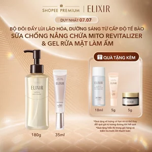COMBO Sữa chống nắng sáng da ELIXIR DAY CARE REVOLUTION BRIGHTENING 35ml + Gel rửa mặt Elixir Clarifying Warm Cleanser