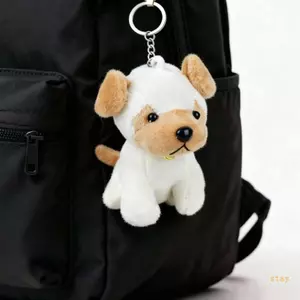 Ở Lại Nhỏ Nhồi Bông Pug Và Chó Sói Sang Trọng Móc Khóa Mềm Mại Và Chắc Chắn PP Cotton Đồ Chơi Móc Khóa Phụ Kiện Cho Trang Trí