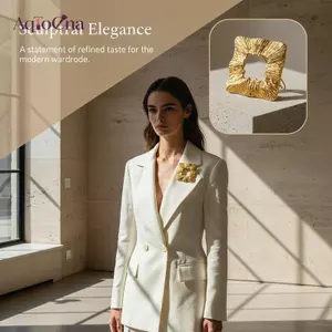 AqToCna Lớn Vuông Họa Tiết Vàng Thổ Cẩm Không Đều Rỗng Tuyên Bố Pin Cho Nữ Xezer Đầm Hàng Ngày Mặc Dự Tiệc Phụ Kiện AqToCna