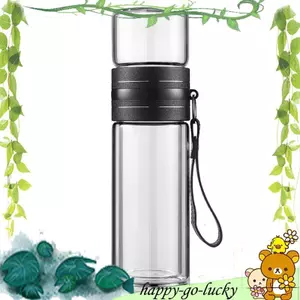 Chai pha trà thủy tinh tường đôi, 450ml, Chai di động du lịch tách nước chống rò rỉ