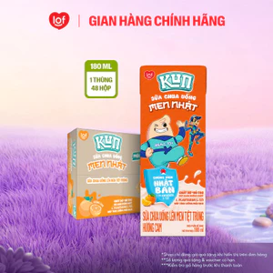 Sữa chua uống KUN hương cam thùng 48 hộp x 180ml (Có thể nhận bao bì cũ/mới)