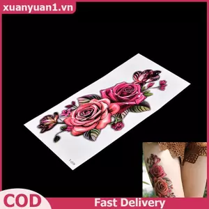 XUAN Thời Trang Giả Tạm Thời Hình Xăm Stier Hoa Hồng Cánh Tay Chống Thấm Nước Nữ Nghệ Thuật VN