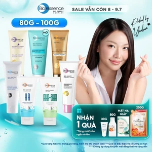 Sữa Rửa Mặt chứa AHA & BHA sạch sâu cho da dầu mụn / HA cấp ẩm cho da khô Bio-essence 100g
