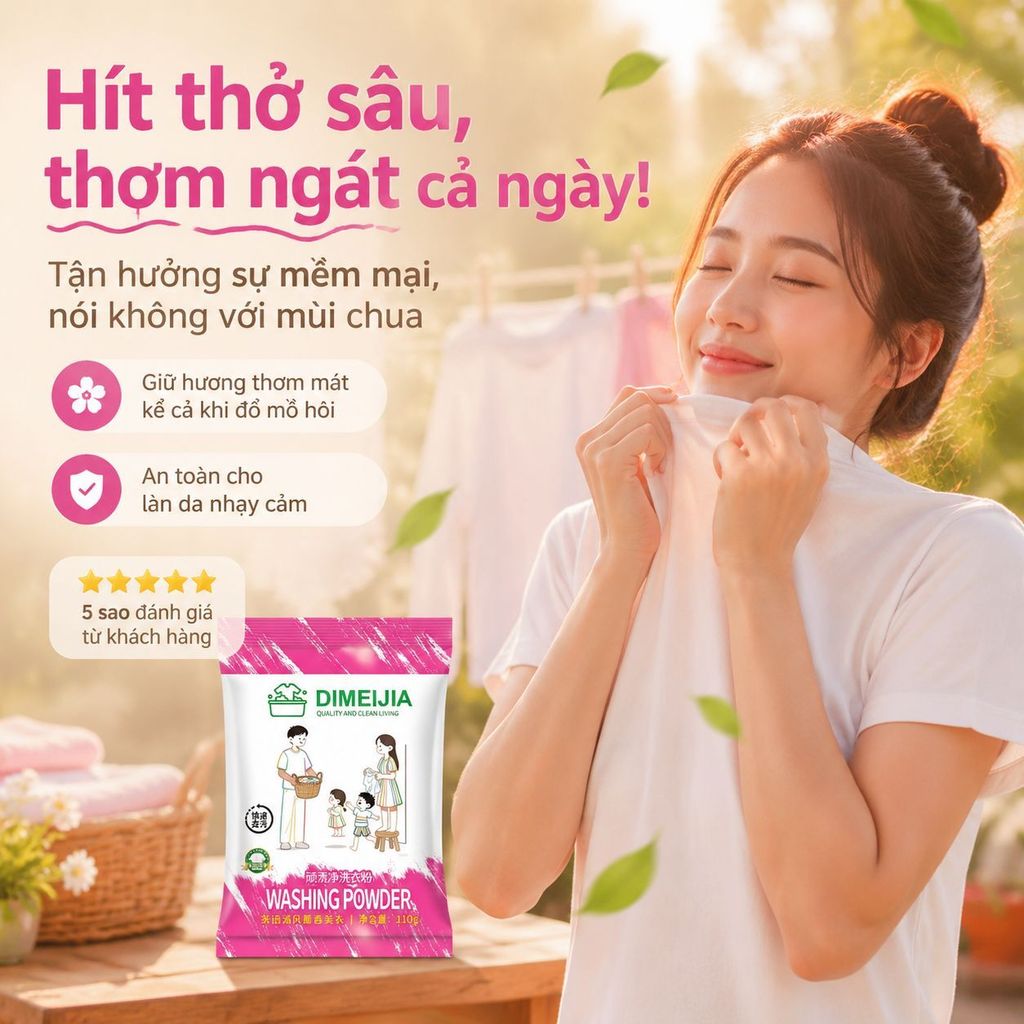 【Tẩy Sạch Vết Dầu Mỡ】 Bột Tẩy Trắng Enzim Sinh Học, Đánh Bay Vết Bẩn, Khử Vết Ố Vàng Trên Quần Áo/Bột Giặt Tẩy Vết Bẩn Mạnh Mẽ 110g
