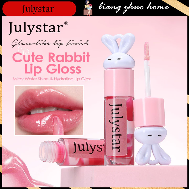 Julystar Chú Thỏ Dễ Thương Màu Hồng Son Bóng Nước Gương Bóng Môi Tint Dưỡng Ẩm Làm Đầy Nước Son Môi Di Động Không Dính Son Bóng Cho Nữ Học Sinh Trang Điểm Trường Học Hàng Ngày