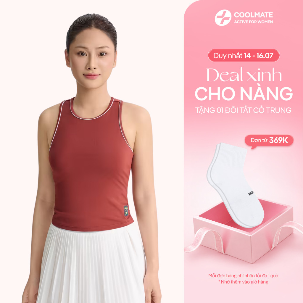 [359k TẶNG QUÀ]Áo tanktop có đệm mút lót trong Pickleball nữ Driveshot Essentials co giãn - Coolmate Women
