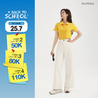 Quần Jeans Nữ GUMAC Màu Trắng Form Suông Cạp Cao Tôn Dáng Túi Hàm Ếch Cá Tính LQJF1102