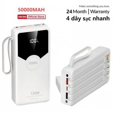 (Tặng Cáp Sạc Nhanh)sạc dự phòng 50000mAh 80000mAh sạc nhanh pin 120W dung lượng lớn có sẵn nhiều dây sạc