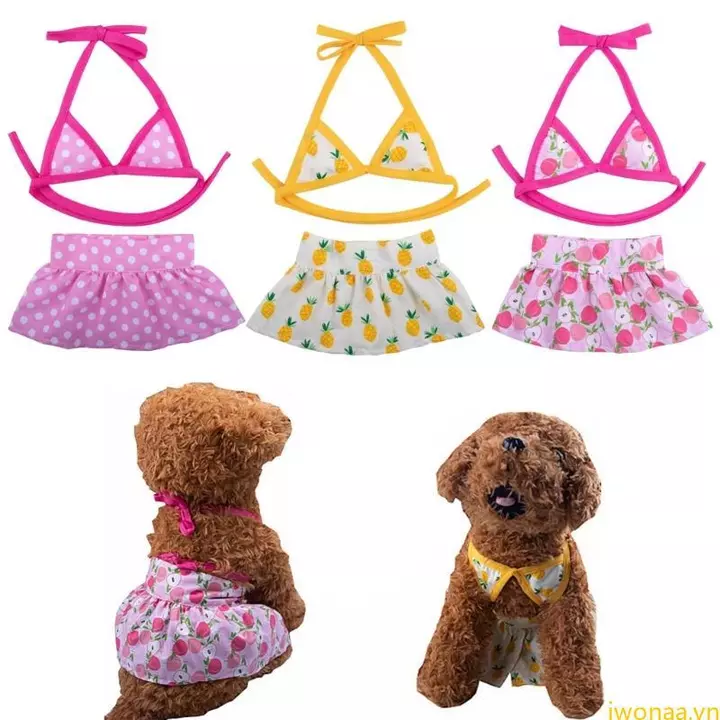 IWO Thú Cưng Chó Bikini Bộ Đồ Bơi Hoa Cho Chó Con Nhỏ Mèo Thời Trang Đồ Bơi Chó Tắm Bộ Đồ Bốn Mùa Đảng Mặc D