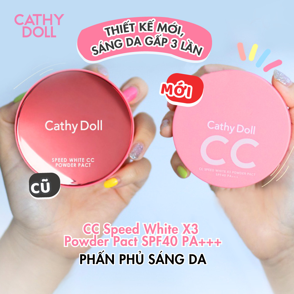 Phấn Phủ Giúp Làm Mờ Khuyết Điểm, Da Mịn Màng CATHY DOLL CC SPEED WHITE X3 POWDER PACT SPF40 PA+++ 12g