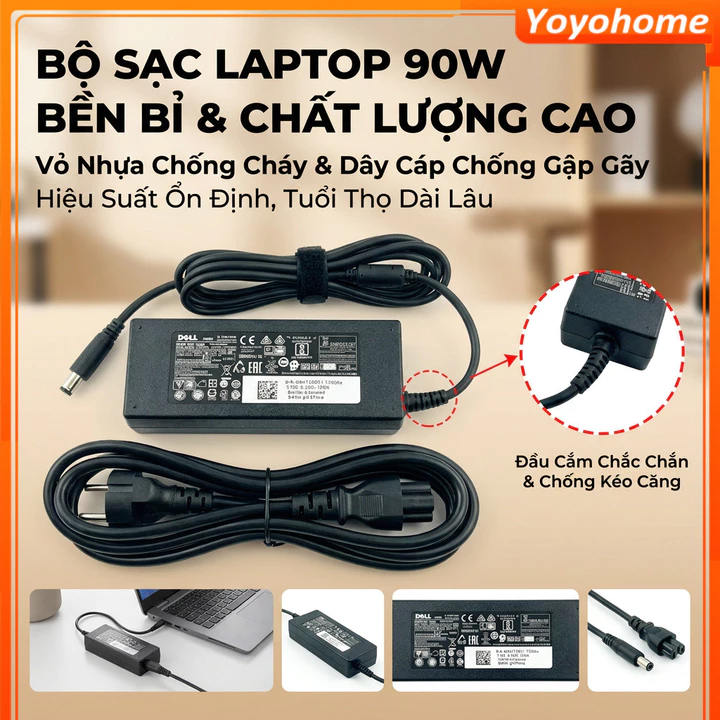 [🚚 Free shipping]Sạc Laptop Dell 19.5V-3.34A 65W, Sạc Laptop Dell 4.62A/90W Sạc dell Zin