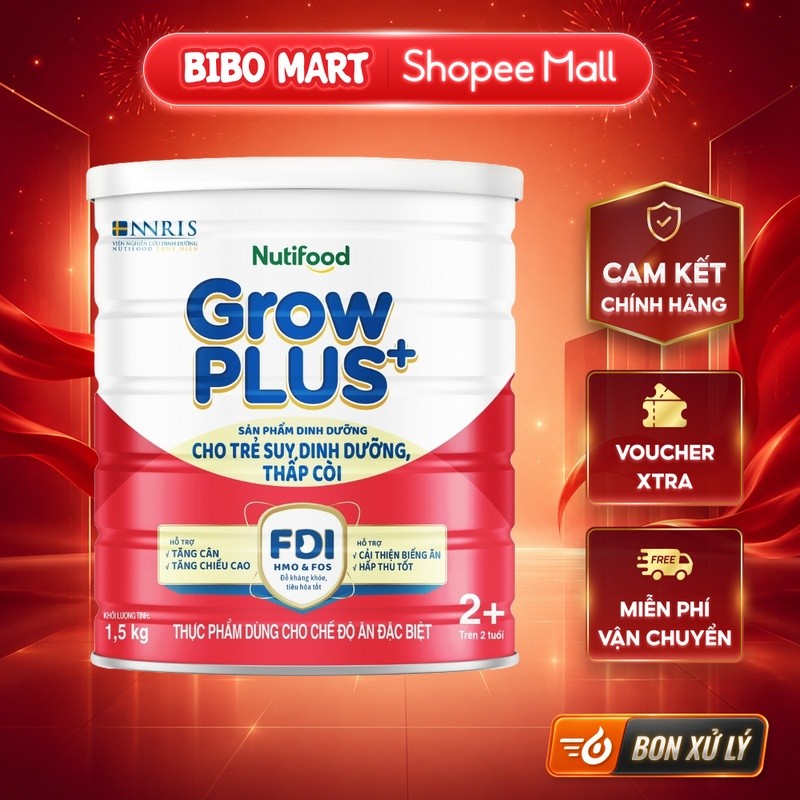 Hình ảnh thực tế Sữa GrowPLUS+ Đỏ Hỗ Trợ Tăng Cân Tiêu Hóa Tốt Đề Kháng Khỏe Phát Triển Não Bộ Lon 1.5kg Cho Bé - Bibomart chính hãng trên Shopee