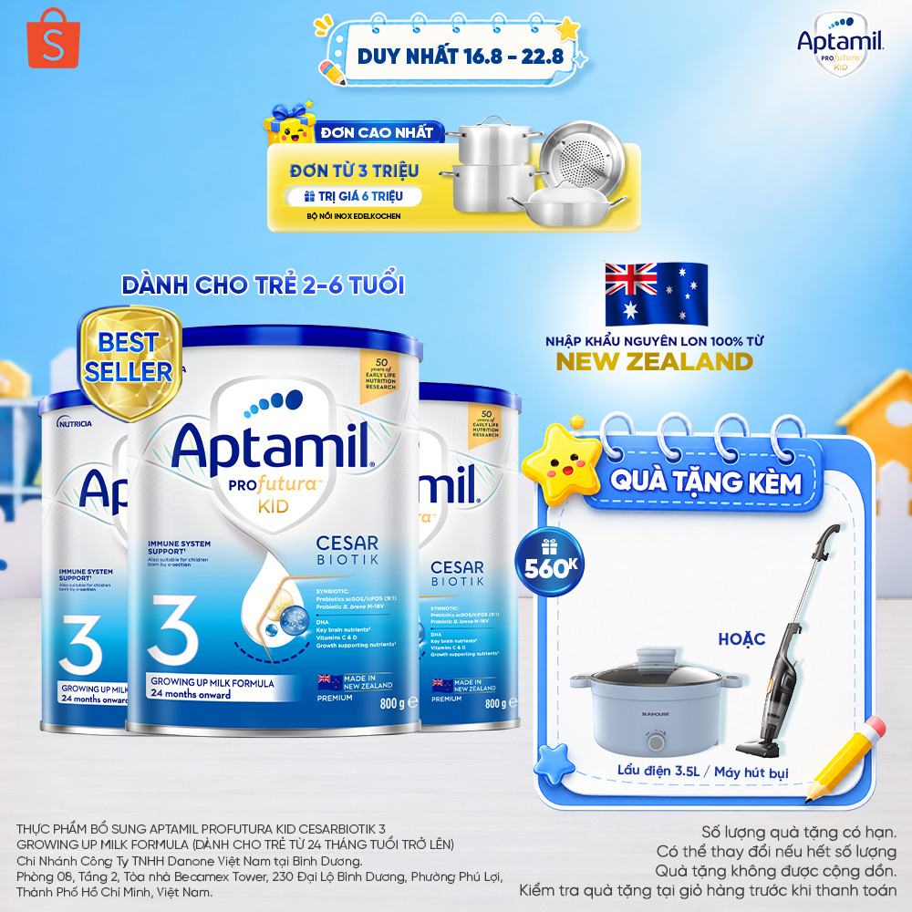 [MUA LÀ CÓ QUÀ] CB3 Sữa bột Aptamil Kid Cesarbiotik New Zealand số 3 - Synbiotic đặc chế